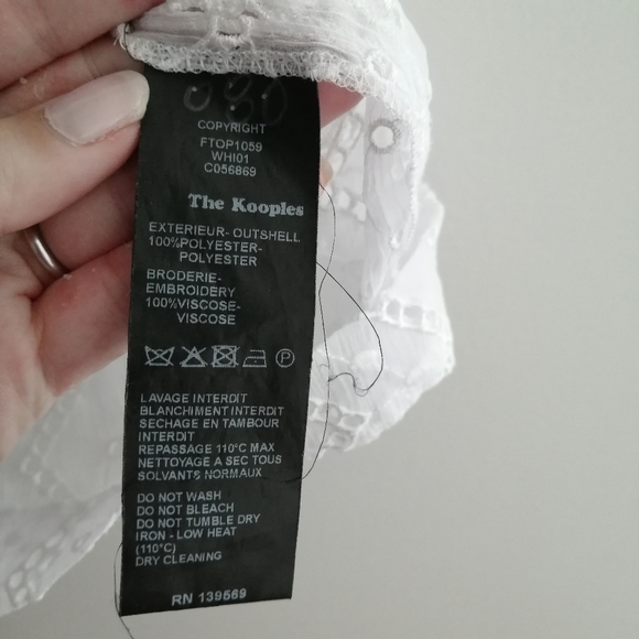 The Kooples Eyelet Embroidery White Button Up Medium - Picture 10 of 16